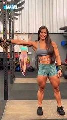 "Girls at the gym have fun together."