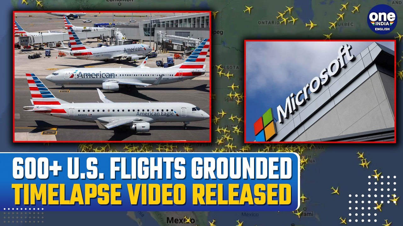 Microsoft outage grounds flights and disrupts airlines in US: Crazy Timelapse Shows Plane Traffic