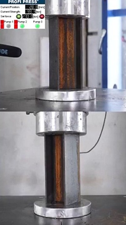 Steel I Beam Vs 300 Ton Hydraulic Press #hydraulicpress #Satisfying #asmr #science