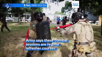 Soldiers in Paris take part in close combat training ahead of Olympics opening