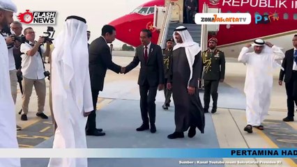 PRESIDEN JOKOWI DISAMBUT PRESIDEN MBZ DI BANDARA INTERNASIONAL ZAYED SAAT BARU TIBA DI ABU DHABI