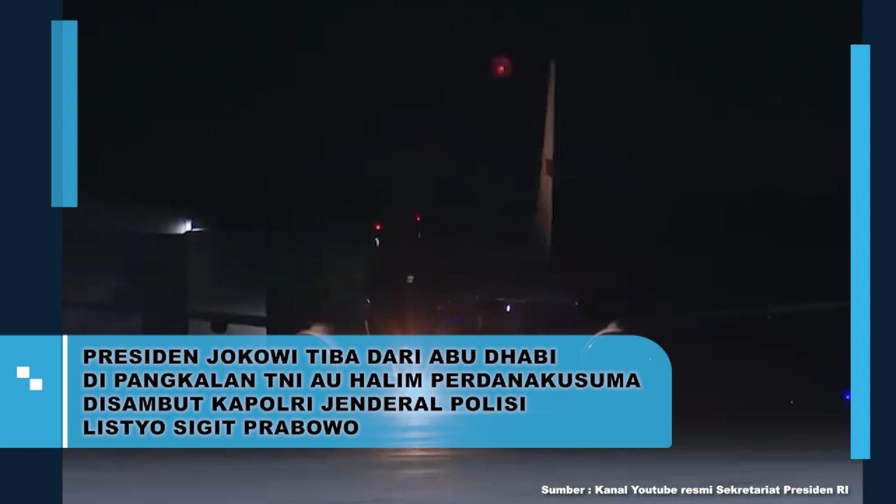 Presiden Jokowi Tiba Dari Abu Dhabi Di Pangkalan TNI AU Halim Perdanakusuma Disambut Kapolri Jenderal Polisi Listyo Sigit Prabowo