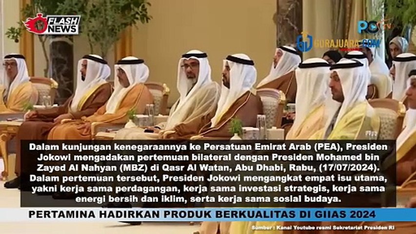 PERTEMUAN BILATERAL PRESIDEN JOKOWI DAN PRESIDEN MOHAMED BIN ZAYED AL NAHYAN, BAHAS EMPAT HAL PENTING