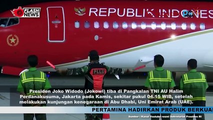 Presiden Jokowi Tiba dari Abu Dhabi di Pangkalan TNI AU Halim Perdanakusuma Disambut Kapolri Jenderal Polisi Listyo Sigit Prabowo