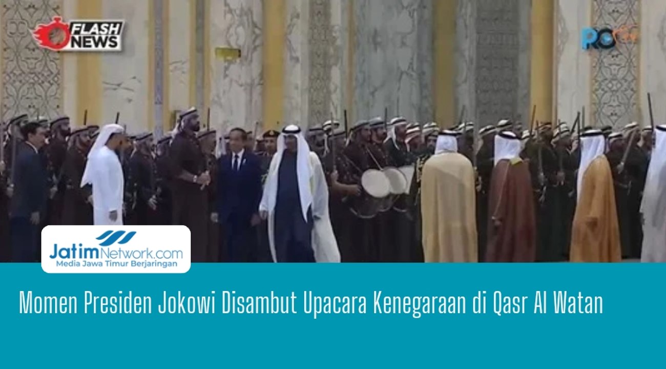 Momen Presiden Jokowi Disambut Upacara Kenegaraan di Qasr Al Watan