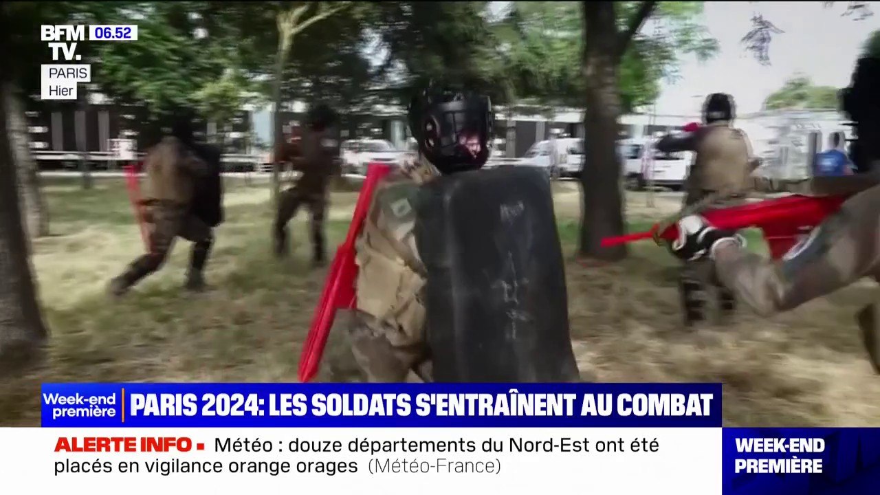 Les soldats s'entraînent au combat à moins d'une semaine avant le début des Jeux olympiques de Paris 2024