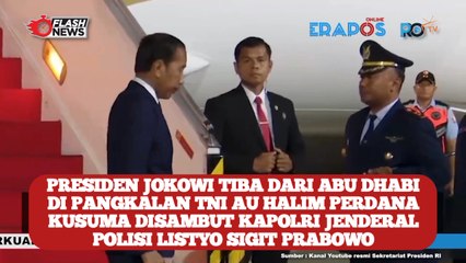 Presiden Jokowi Tiba Dari Abu Dhabi Di Pangkalan TNI AU Halim Perdana Kusuma Disambut Kapolri Jenderal Polisi Listyo Sigit Prabowo