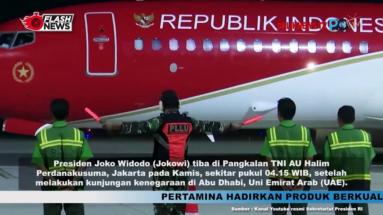 Presiden Jokowi Tiba Dari Abu Dhabi di Pangkalan TNI AU Halim Perdana Kusuma Disambut Kapolri Jenderal Listyo Sigit Prabowo