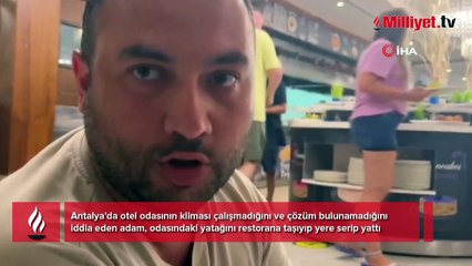 5 yıldızlı otelde görülmemiş protesto! Klima tamir edilmeyince yatağıyla restorana indi