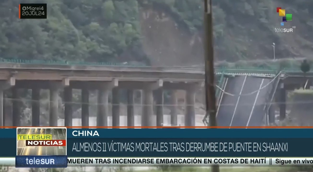 Tragedia en China: al menos 11 personas fallecen tras derrumbe de puente por fuertes lluvias