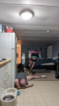 Drunk Man Falls While Attempting Handstand