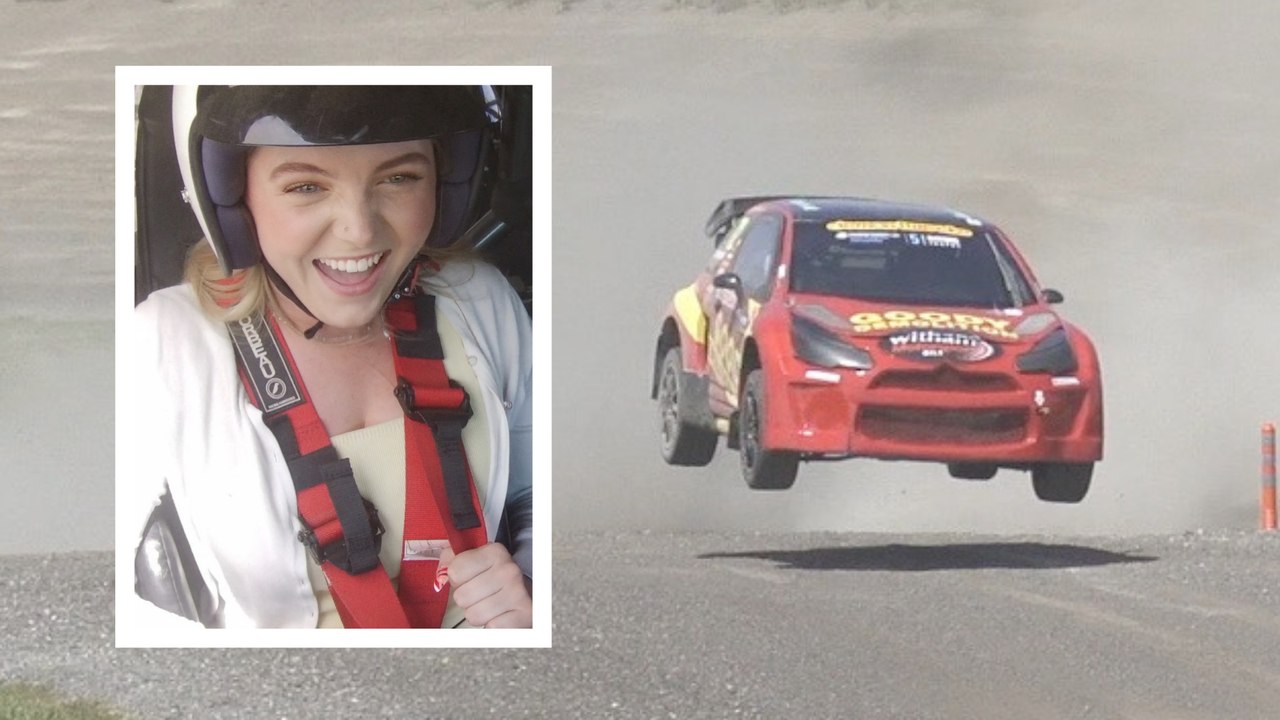 Rallycross racing underway at the Kent circuit where the sport began