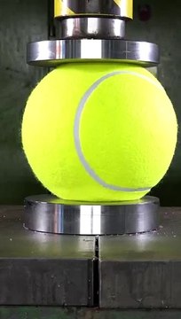 Giant Tennis Ball Meets 150 Ton Hydraulic Press! #hydraulicpress #giantcrush #satisfying