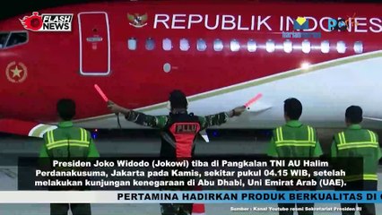 Presiden Jokowi Tiba dari Abu Dhabi di Pangkalan TNI AU Halim Perdanakusuma Disambut Kapolri Jenderal Polisi Listyo Sigit Prabowo