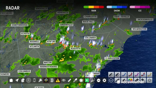 Lightning-packed storms rumble through the Southeast