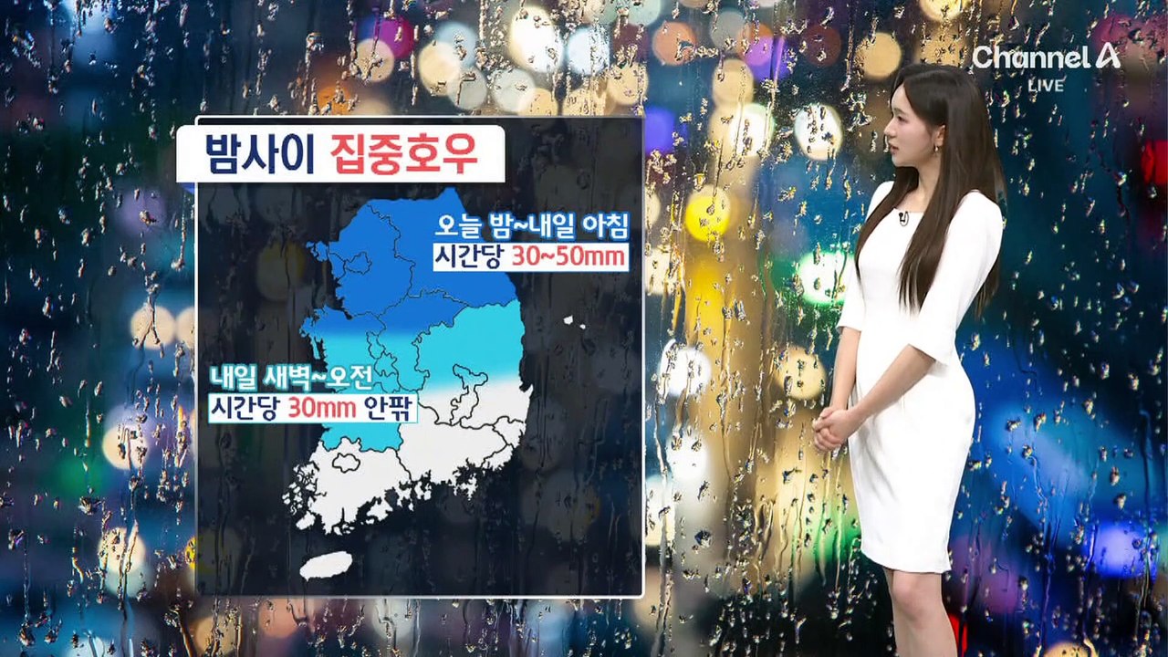 [날씨]밤사이 중부 중심 집중호우…시간당 최대 50mm
