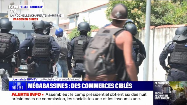 Manifestation anti-mégabassines: des commerces ciblés à La Rochelle, les CRS chargent les manifestants