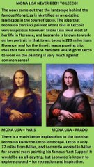Mona Lisa Never been to Lecco. Secret ways of Leonardo Da Vinci
