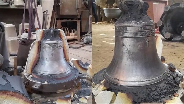 Coulée des cloches, fonderie de Cloches Cornille Havard pour la chapelle Sainte-Monique construction du support film by JC Guerguy Ciné Art Loisir