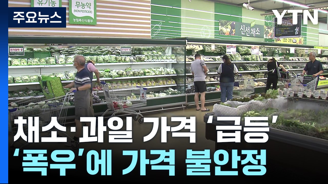 장마철 폭우에 채소·과일 값 급등...밥상물가 우려 / YTN