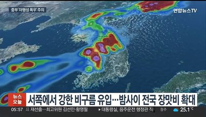 중부 밤사이 야행성 폭우…시간당 50㎜ '물벼락'