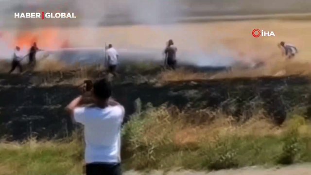 Van'da tarım arazisi alev topuna döndü