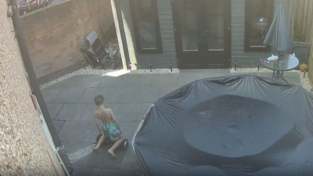 Hilarious CCTV footage of mom falling off son's Segway