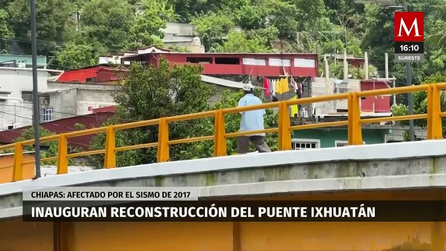 Rutilio Escandón, gobernador de Chiapas, inaugura la reconstrucción del puente de Ixhuatán