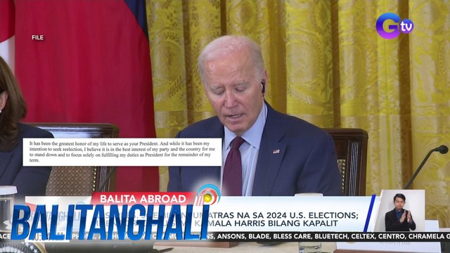 U.S Pres. Joe Biden, umatras na sa 2024 U.S. Elections; Inendorso si U.S. VP Kamala Harris bilang kapalit | Balitanghali