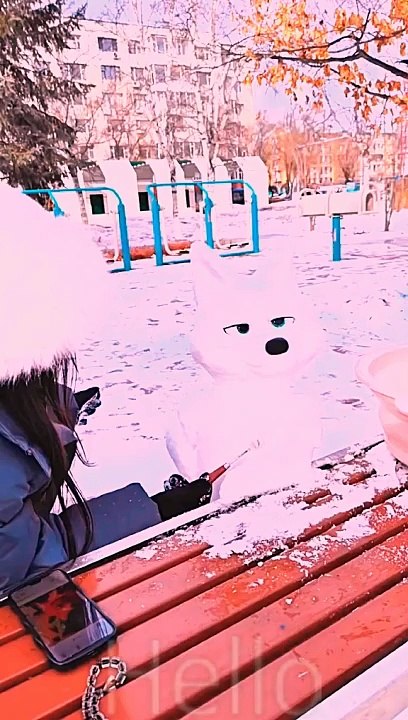 The little fox made of snow is really beautiful