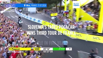 Tadej Pogacar celebrates historic Tour de France win