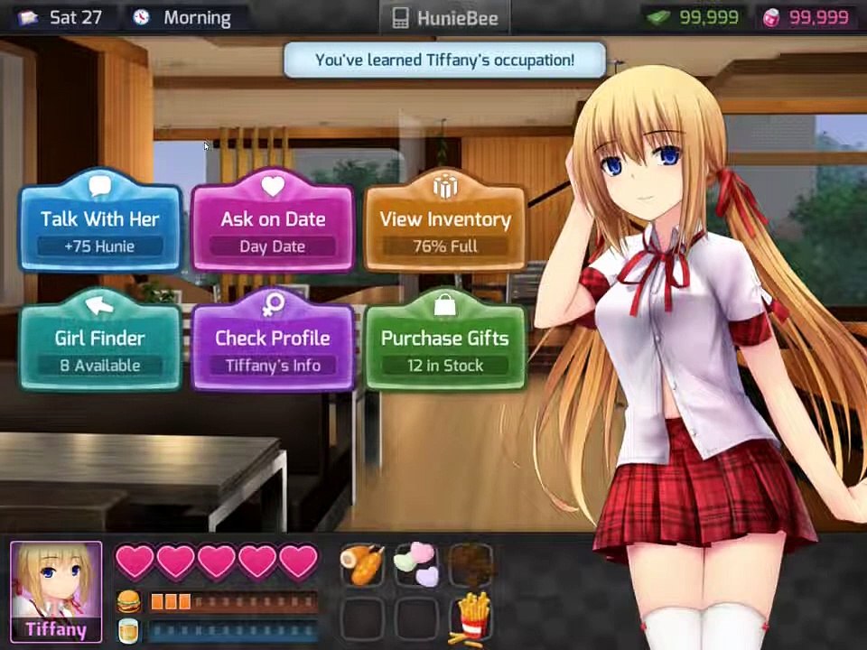 tiffany all questions HuniePop