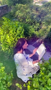 Petunia Dress - Floral Print Long White Dress with Blue Flower Motifs