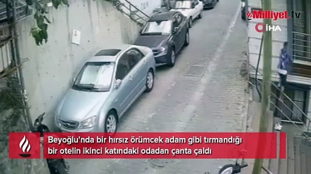 “Örümcek adam” gibi otele tırmanan hırsız kamerada