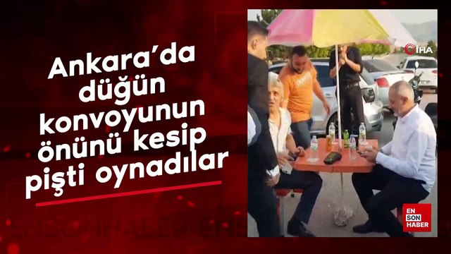 Ankara'da düğün konvoyunun önünü kesip pişti oynadılar