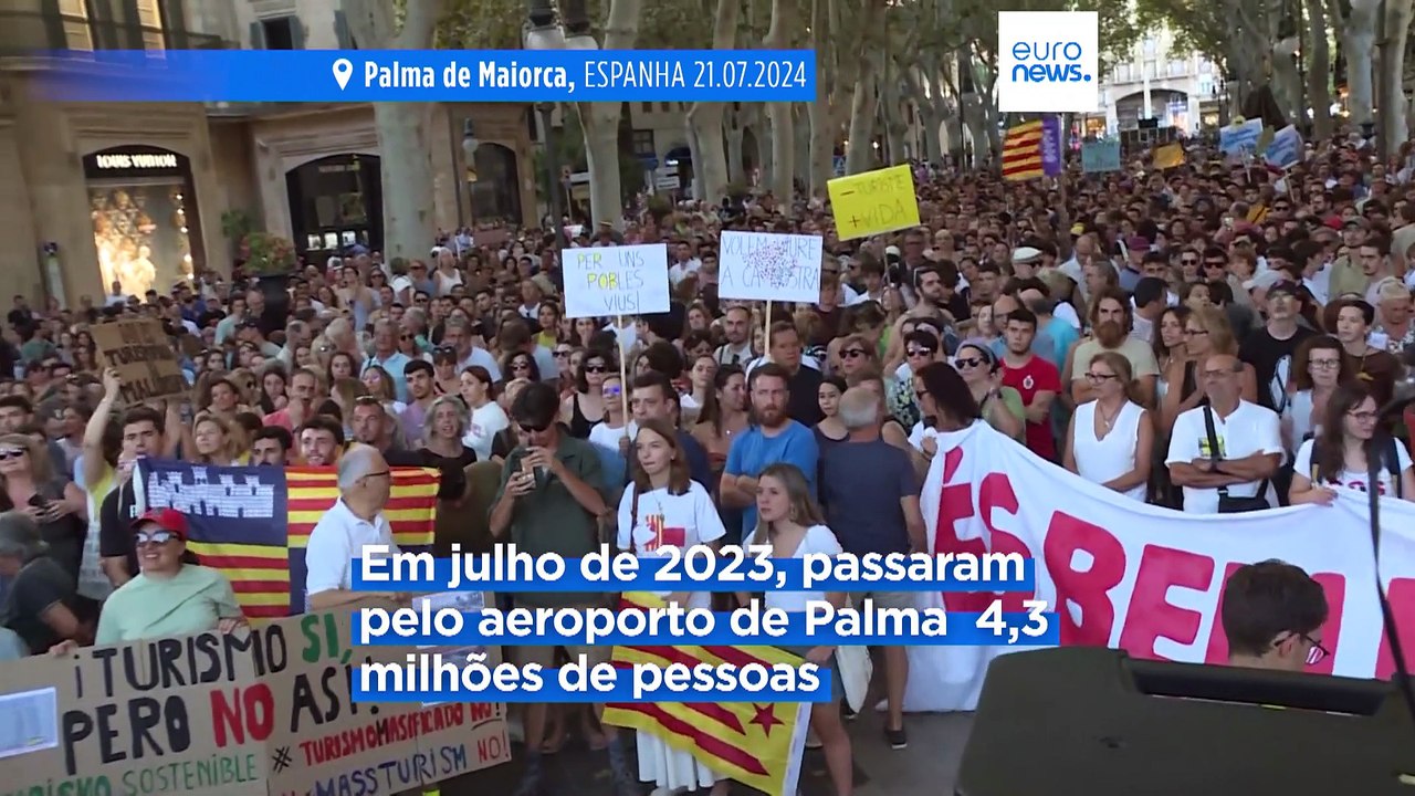 "Menos turismo, mais vida". Protesto contra turismo de massas junta milhares de pessoas em Maiorca