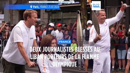 Les journalistes Christina Assi et Dylan Collins, blessés au Liban, portent la flamme olympique