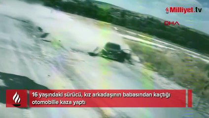 Kız arkadaşının babasından kaçarken kaza yaptı