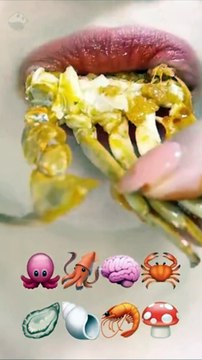 controlled video eating show- voice-controlled chewing of delicious food