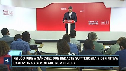 Feijóo pide a Sánchez que redacte su "tercera y definitiva carta" tras ser citado por el juez
