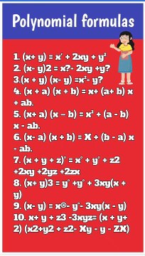 Ncert class 9th maths ch. 2 formulas | class 9th Polynomial Formulas | 9th #polynomials#maths#shorts