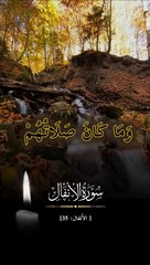 ﴿ وَمَا كَانَ صَلَاتُهُمْ عِندَ الْبَيْتِ إِلَّا مُكَاءً وَتَصْدِيَةً ۚ فَذُوقُوا الْعَذَابَ بِمَا كُنتُمْ تَكْفُرُونَ﴾ [ الأنفال: 35]