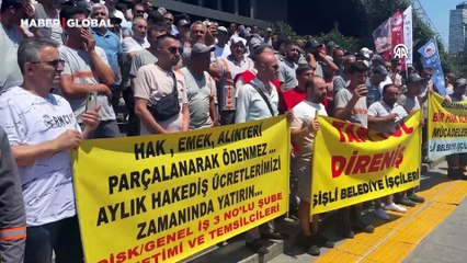 Şişli Belediyesi işçilerinden maaş eksikliği eylemi