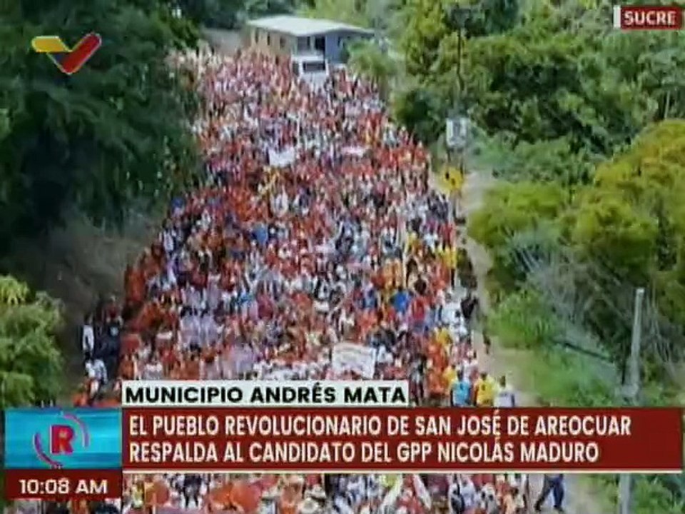 Pueblo del mcpio. Andrés Mata del edo. Sucre se movilizó en respaldo al candidato Nicolás Maduro