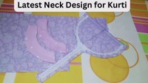 Simple and Latest Neck Design for Kurti/Suit Kameez Cutting and Stitching with Gota Lace