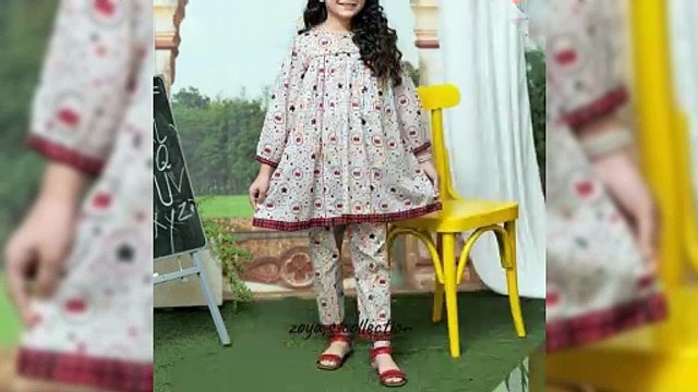 Allover Suits Design For Little Baby Girl/Fabulous Lawn Cotton Same Printed Dresses For Little Girls