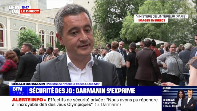 Sécurité des JO: 50.000 agents de sécurité privée seront déployés dans la région Île-de-France, indique Gérald Darmanin