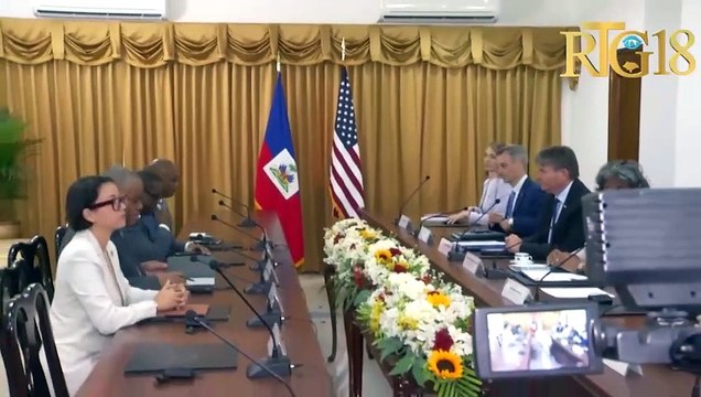 Anbasadris Etazini nan Nasyonzini Linda Thomas-Greenfield rankontre manm KPT yo ak PM Garry Conille.