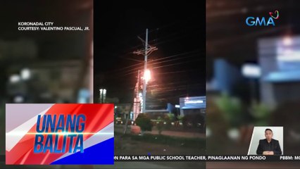 Nagliyab na poste, nagdulot ng halos 2 oras na brownout | Unang Balita