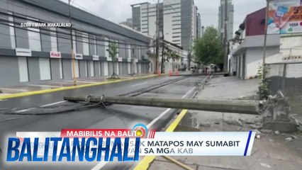 2 poste, bumagsak matapos may sumabit na container van sa mga kable nito | Balitanghali